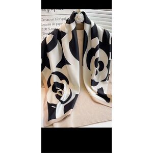 Shoes & scarf set Beautiful black faux leather sandals, with embellished satin